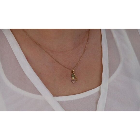 12k Yellow Gold Black Hills Gold Pendant with 10k Yellow Gold Chain 18" inch - Picture 2 of 7